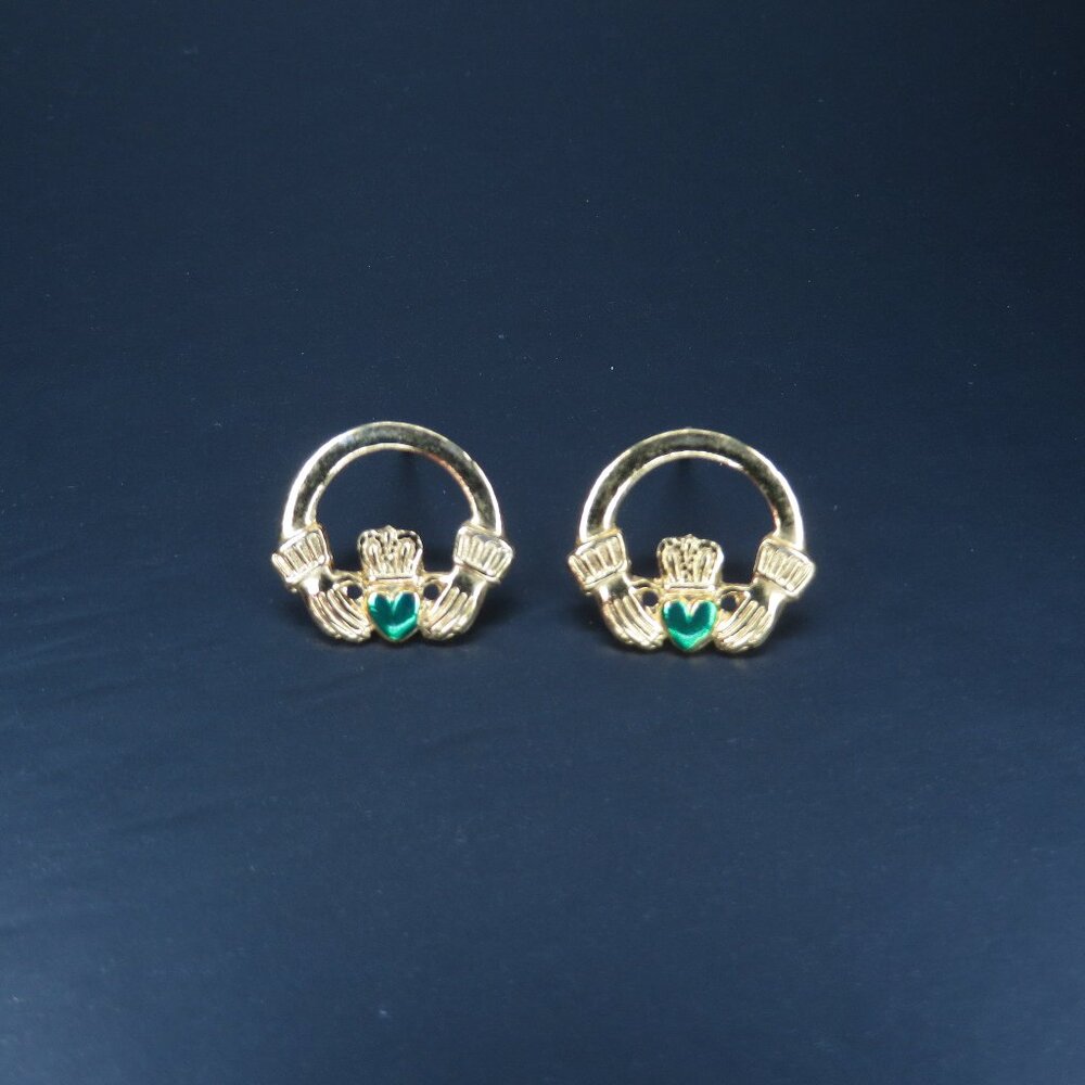 Gold Tone Claddagh Earrings